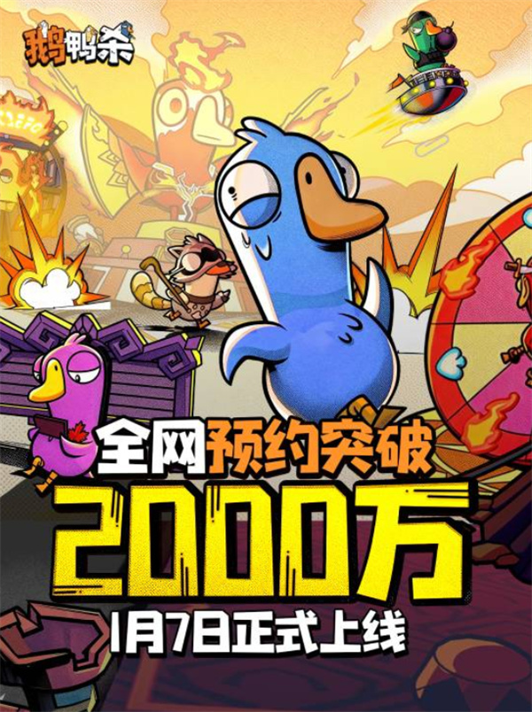 即将公测!《鹅鸭杀》手游全平台预约人数突破2000万人! 即将公测!《鹅鸭杀》手游全平台预约人数突破2000万人!