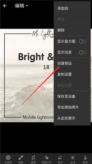 Lightroom保存预设